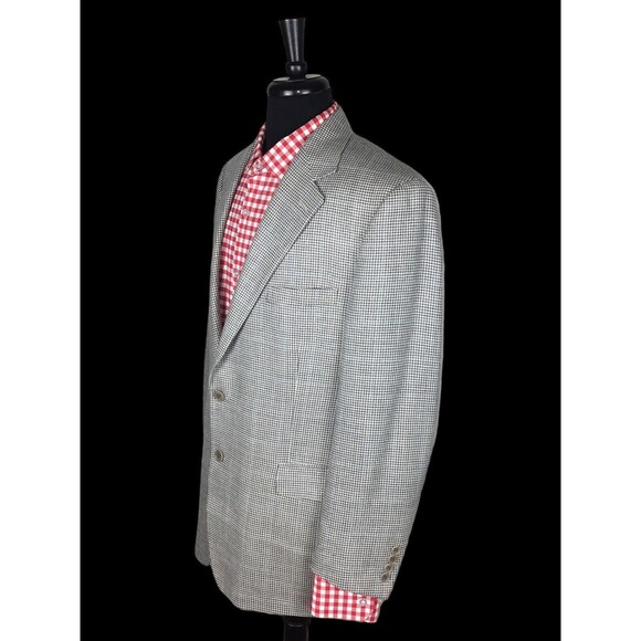 Brooks Brothers SLIM Wool/Silk/Linen Houndstooth Blazer Sport Coat 44R
